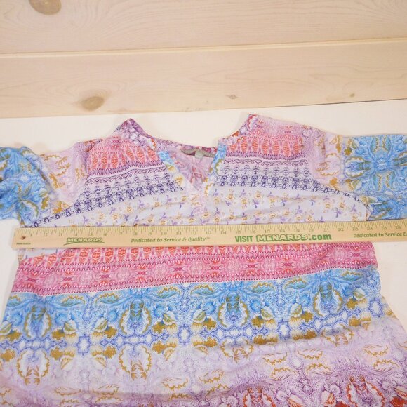 Valerie Stevens Women's Plus Size 1X Colorful Blouse Roll-Tab Sleeve Floral - Picture 4 of 9